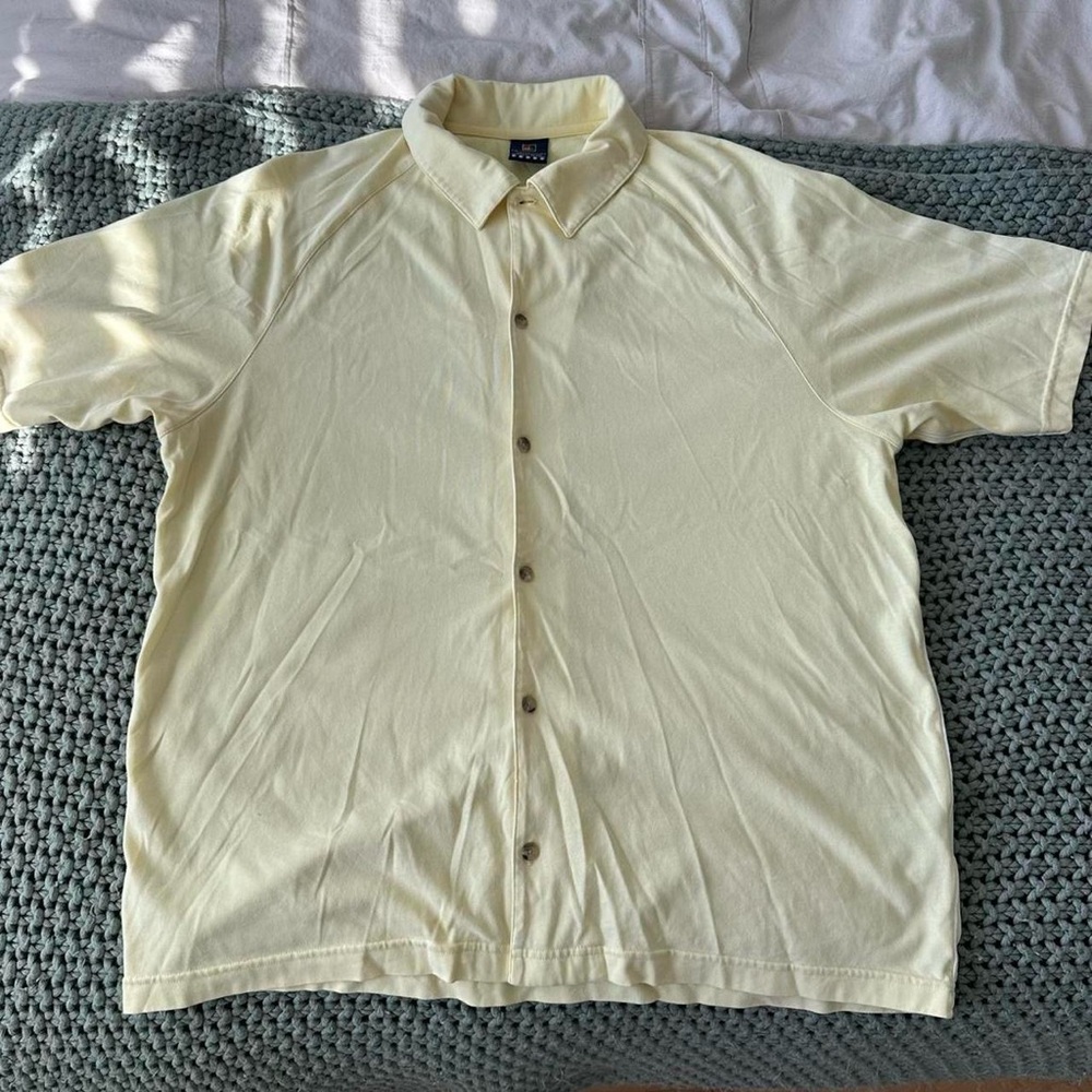 Nike Yellow Short Sleeve Button Up Shirt